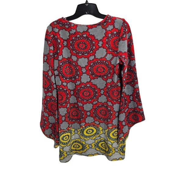 Estelle 60s Style All Over Print Round Neck Flare Sleeve A-line Dress Size Small - Picture 2 of 6